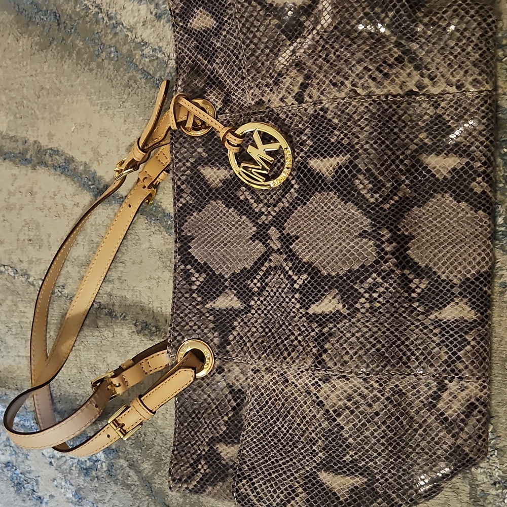 Michael Kors Snakeskin Patterned Tan and Gray Women's Bag